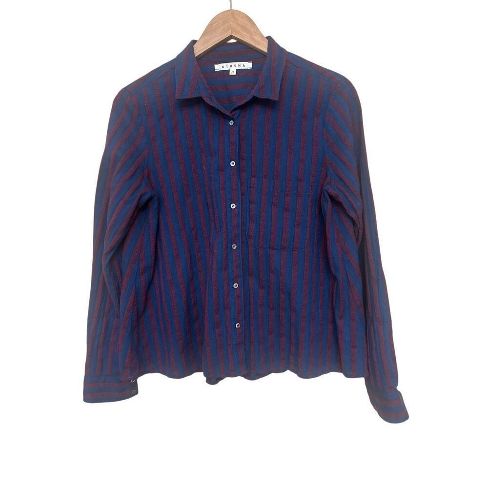 XiRENA Beau Cotton-Blend Striped Button-Down Shirt Size: XS